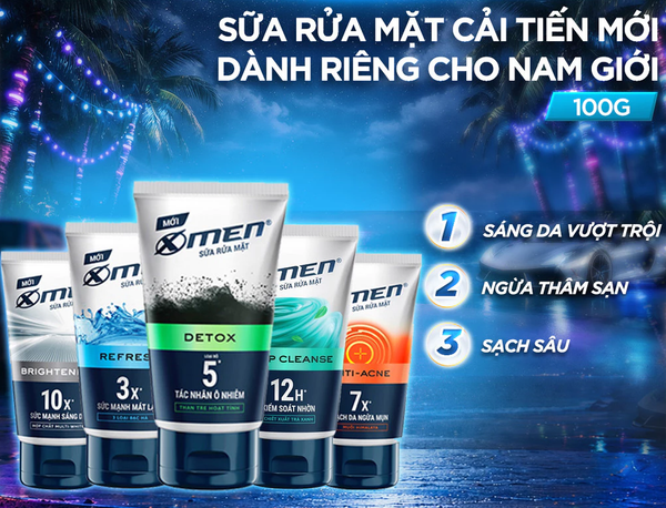  Sữa Rửa Mặt XMen 100g Dành Cho Nam Giới - Detox, Sáng Da, Ngừa Mụn, Sạch Sâu, Kiểm Soát Nhờn 