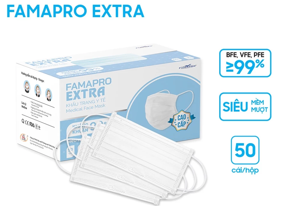  Khẩu trang 4 lớp Famapro Extra (50 cái/hộp) 