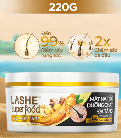  Mặt Nạ Tóc Dưỡng Chất Đa Tầng LASHE SUPERFOOD SCALP CARE 220G 