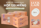  Bông tẩy trang Luck Lady dạng hộp 120 miếng,kích thước bông 58mm,mềm mịn,làm sạch da,an toàn cho da,skincare 