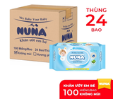  Khăn ướt em bé Nuna 100 miếng Không mùi/ Hương phấn/ Siêu dày 