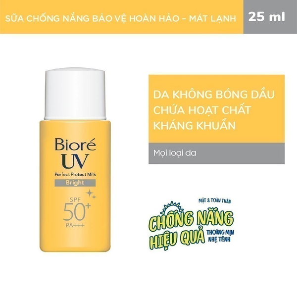  Biore Sữa Chống Nắng Bảo Vệ Hoàn Hảo TRẮNG MỊN NGỌC TRAI Biore UV SPF50+/PA+++ 25ML 