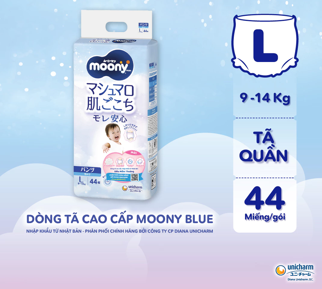  Tã quần cao cấp Moony Bé Trai L44/XL38/XXL26 