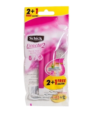  [Vỉ 2 Tặng 1] Dao Cạo Schick Dùng 1 Lần Dành Cho Nữ Exacta2 2+1S 