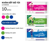 Khăn Ướt Bỏ Túi LET-GREEN 10 Miếng Vải Rayon Mềm Mại, Không Nhờn Da 