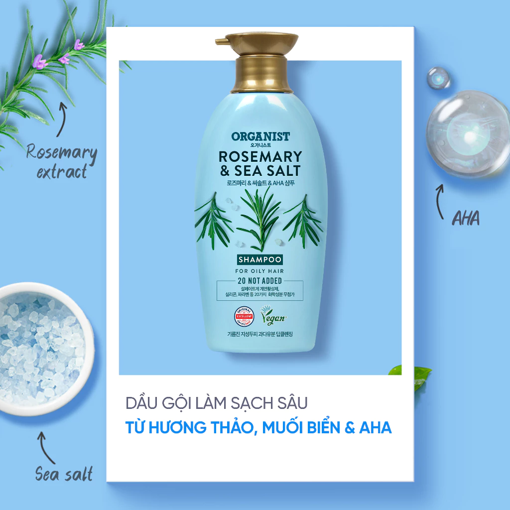  Dầu gội thuần chay Organist Rosemary & Sea salt 