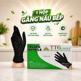  Găng Tay Nấu Ăn TTGLOVES Chất Liệu Cao Su Nitrile Không Bột Màu Đen (Hộp 100 Chiếc) 