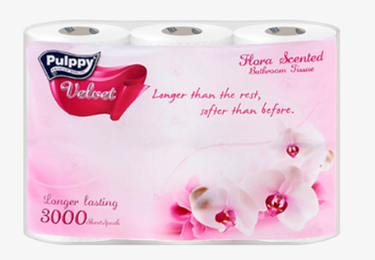  Giấy Lụa Cuộn Pulppy Velvet (Hương Hoa Thiên Nhiên) 6 Cuộn 