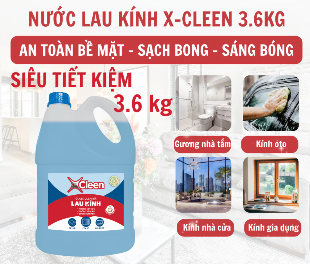  Lau Kính XCleen 520ml/3.6kg 