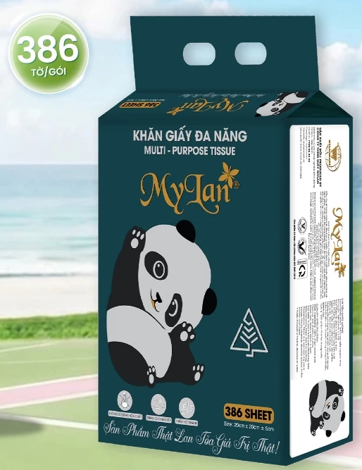  Khăn Giấy Rút Đáy Đa Năng MyLan Cao Cấp 2 Lớp Dập Vân 3D Mềm Dai Thấm Hút Tốt 386 Tờ/Dây 