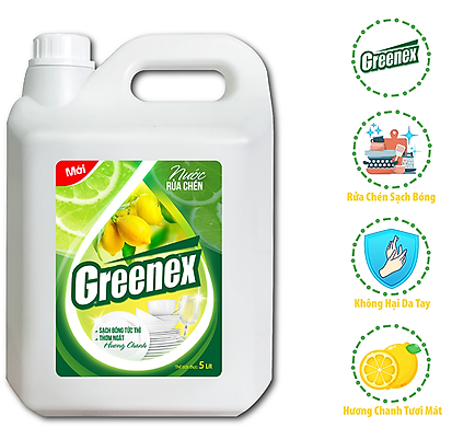  Nước rửa chén GREENEX Hương Chanh can 5L 
