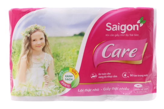  Giấy vệ sinh Saigon Care 2 Lớp 12 cuộn 