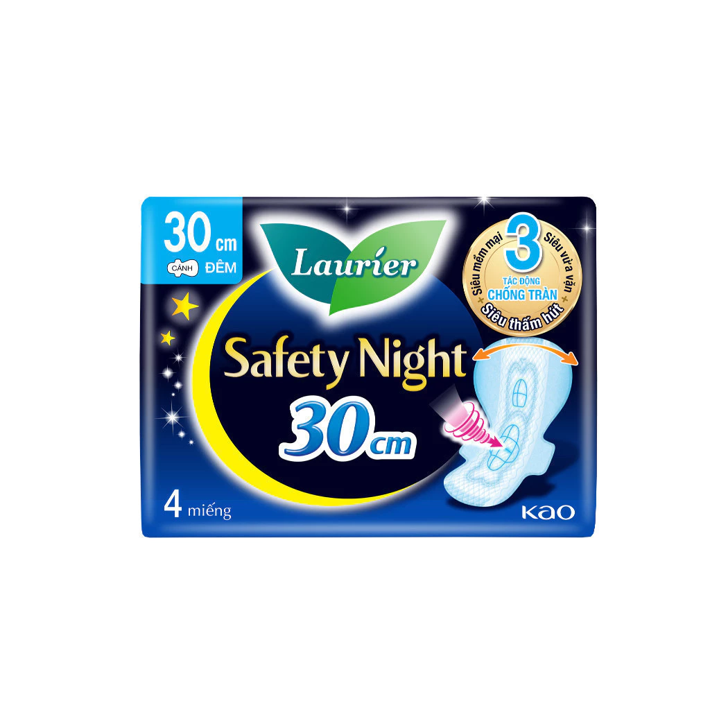  Băng vệ sinh Laurier Safety Night Đêm Siêu An Toàn 30cm 4 miếng 