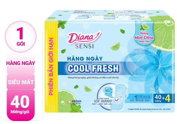 Băng vệ sinh Diana hàng ngày Sensi Cool Fresh 40 miếng/gói 