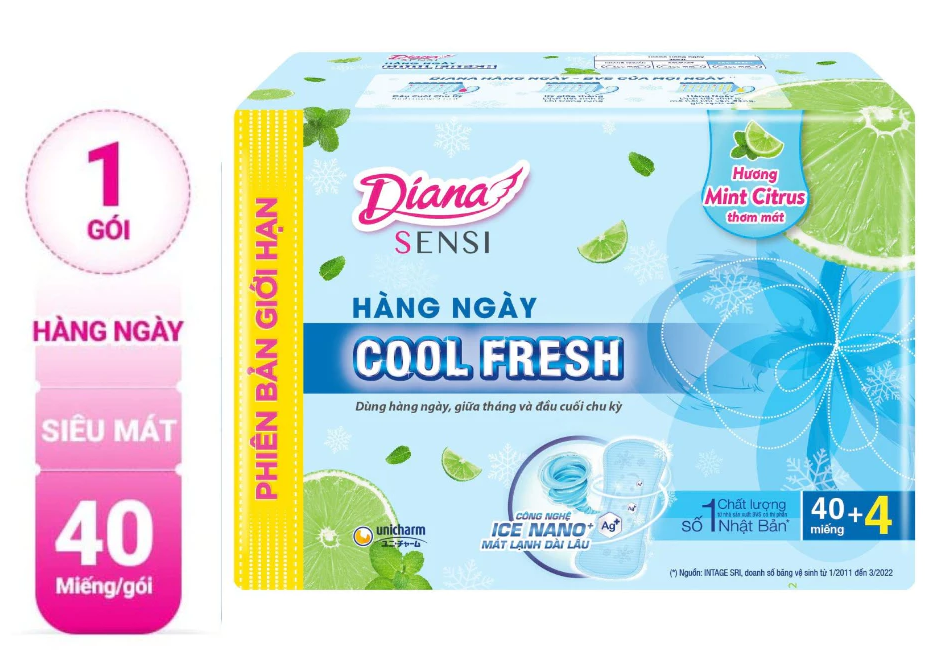  Băng vệ sinh Diana hàng ngày Sensi Cool Fresh 40 miếng/gói 
