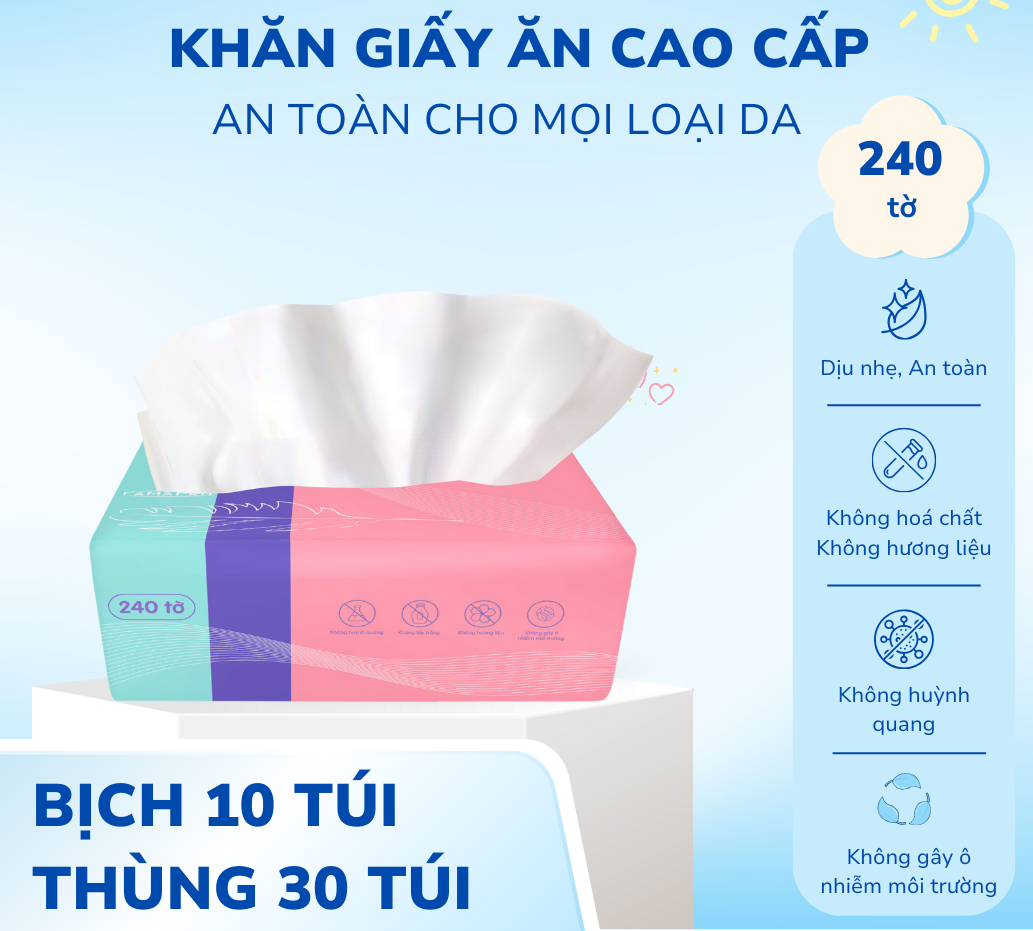  Khăn Giấy Ăn Cao Cấp Famapro Tissue 4 Lớp 