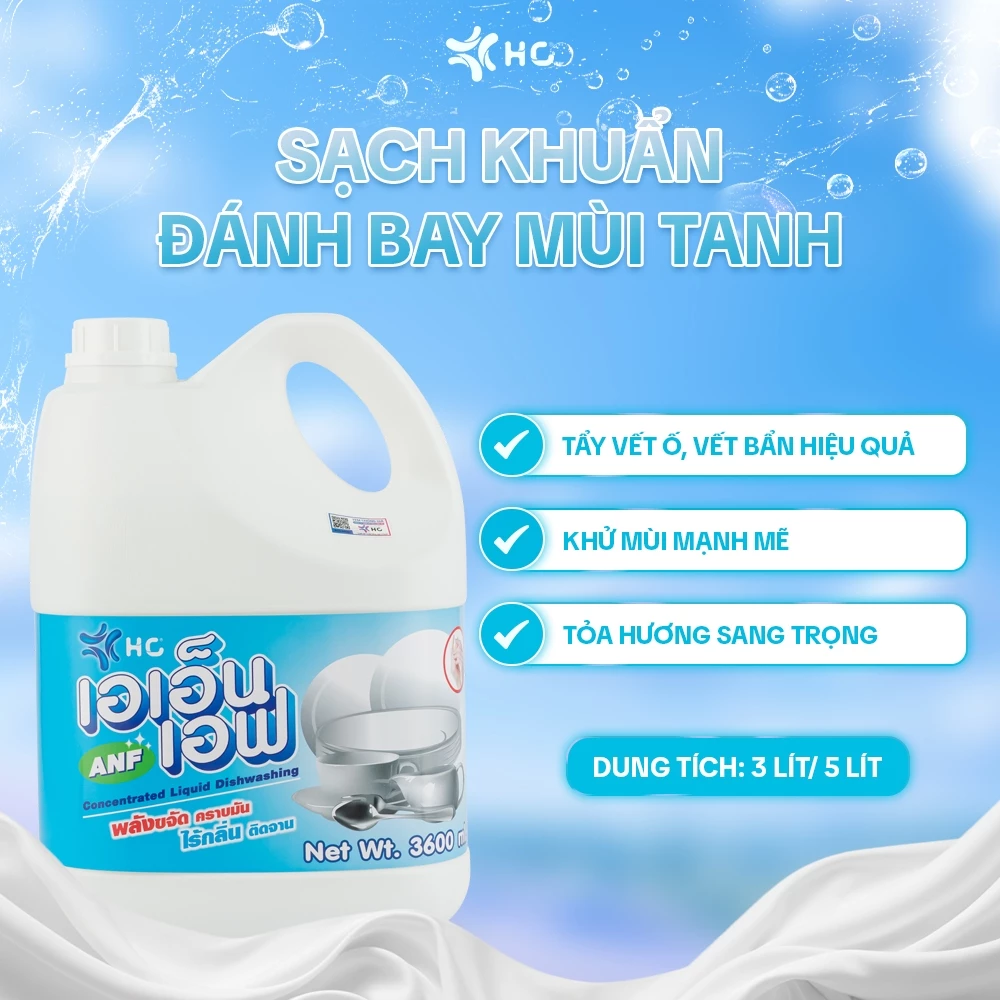  Nước Rửa Chén HC ANF Đánh Bay Dầu Mỡ, Sạch Bóng, Không Chất Tẩy Rửa, An Toàn Cho Da Tay 