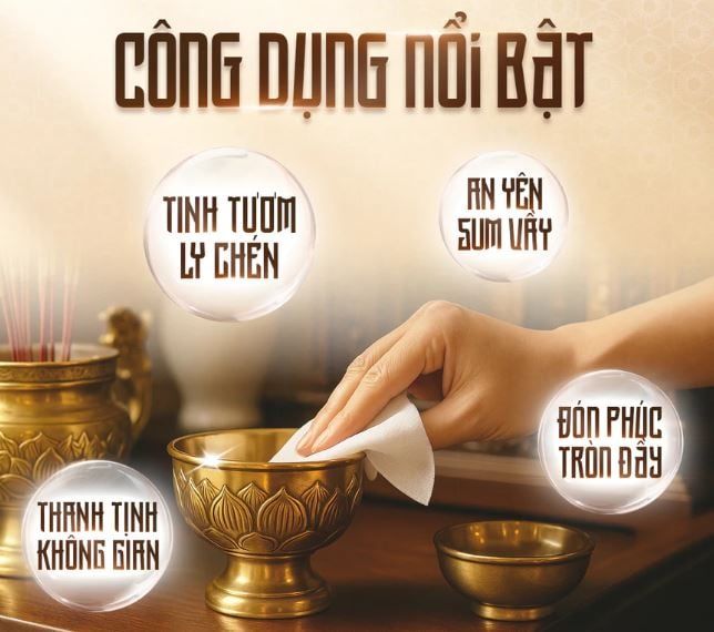  Khăn giấy ướt bao sái lau bàn thờ EcoWipes hộp 20 gói hương trầm 
