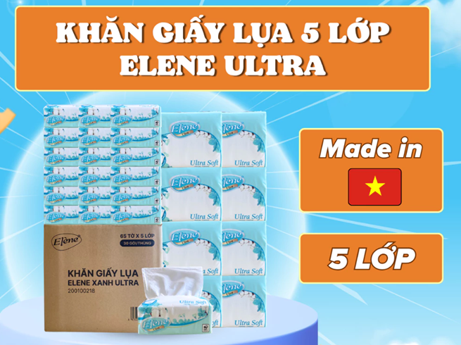  Khăn Giấy Lụa 5 Lớp Rút Elene Ultra Cao Cấp, Mềm Mịn, An Toàn 
