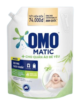  Nước Giặt Omo Matic Dịu Nhẹ Cho Bé Túi 3.6 kg Chiết Xuất Tràm Trà Và Nha Đam 
