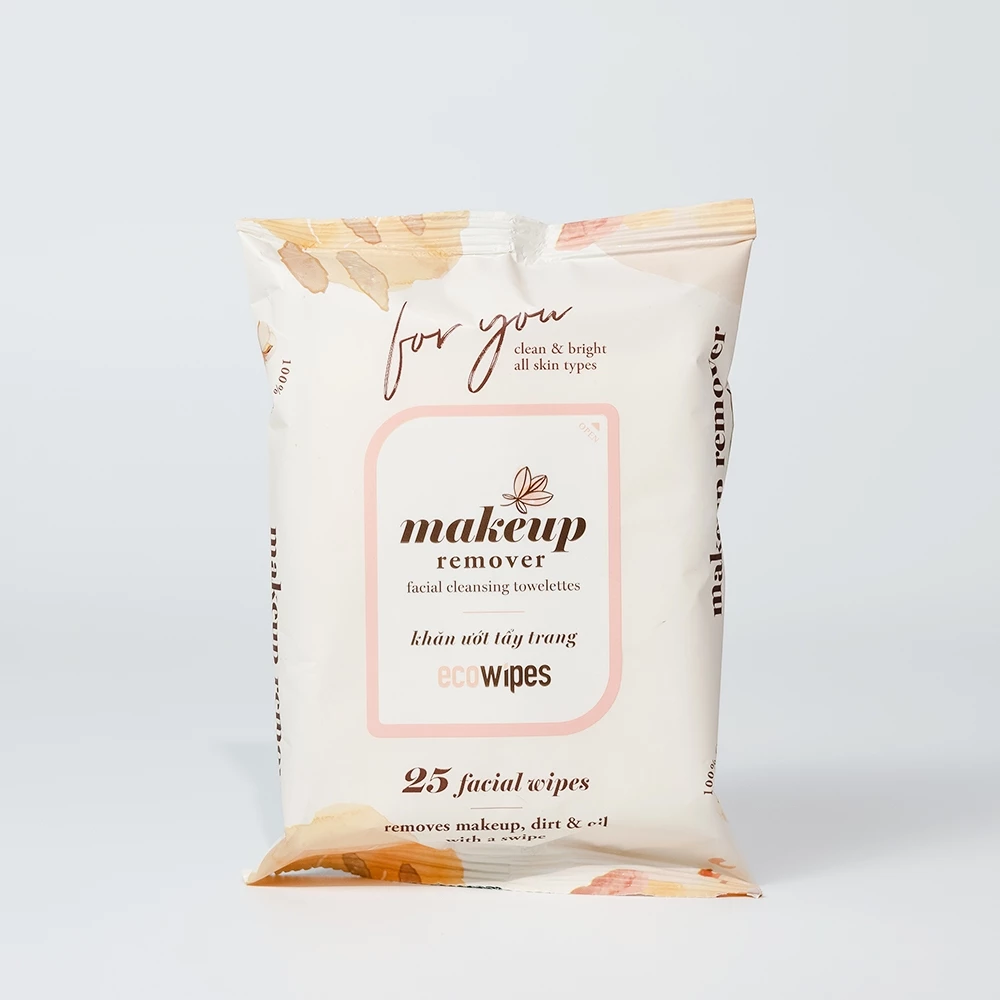  Khăn giấy ướt tẩy trang cao cấp Makeup Remover EcoWipes gói 25 tờ 
