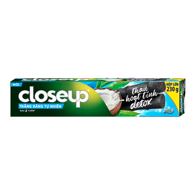  Kem đánh răng Closeup Trắng Răng Tự Nhiên Detox Than hoạt tính 230g 