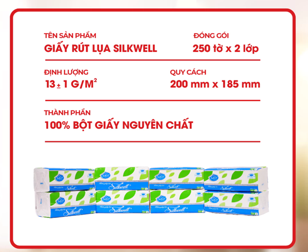  Giấy ăn rút lụa Silkwell 250 tờ 2 lớp phù hợp cho văn phòng 