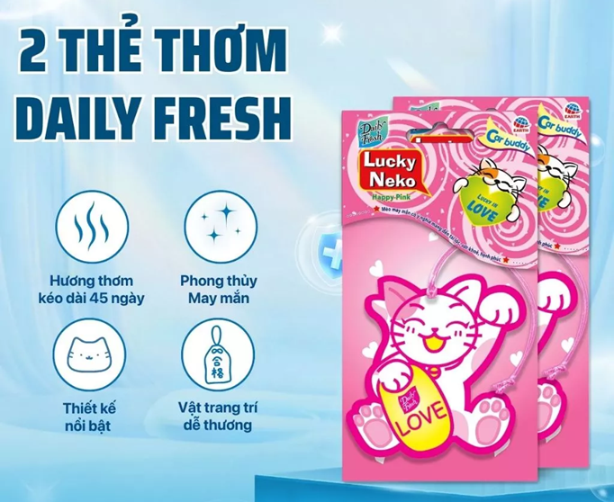  Thẻ thơm treo mèo may mắn phong thủy Daily Fresh tỏa hương thơm 45 ngày/ túi thơm 