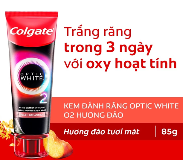  Kem Đánh Răng Colgate trắng răng TRONG 3 NGÀY Optic White O2 với Oxy Hoạt Tính 85g/ tuýp 