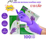  Găng Tay Cao Su Y Tế TTGLOVES Không Bột Nitrile Màu Tím Siêu Bền Đẹp 4.5gr (Hộp 100 Chiếc) 