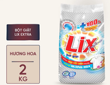  Bột giặt Lix Extra hương hoa làm trắng quần áo tăng gấp đôi sức mạnh lưu hương lâu cho giặt tay và máy 2-5.5-9 kg 