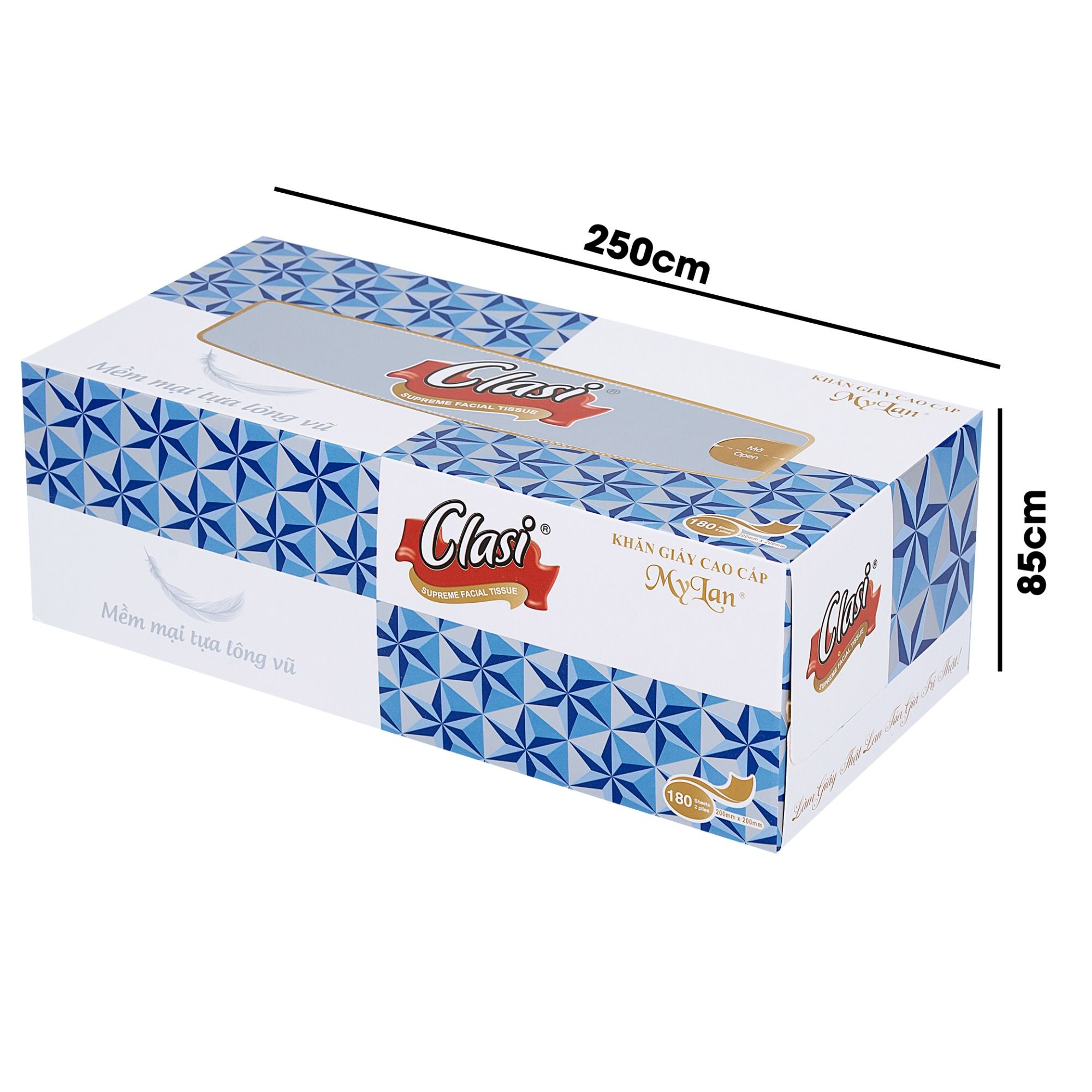  Khăn giấy rút hộp Clasi kim cương 2 lớp 180 tờ 