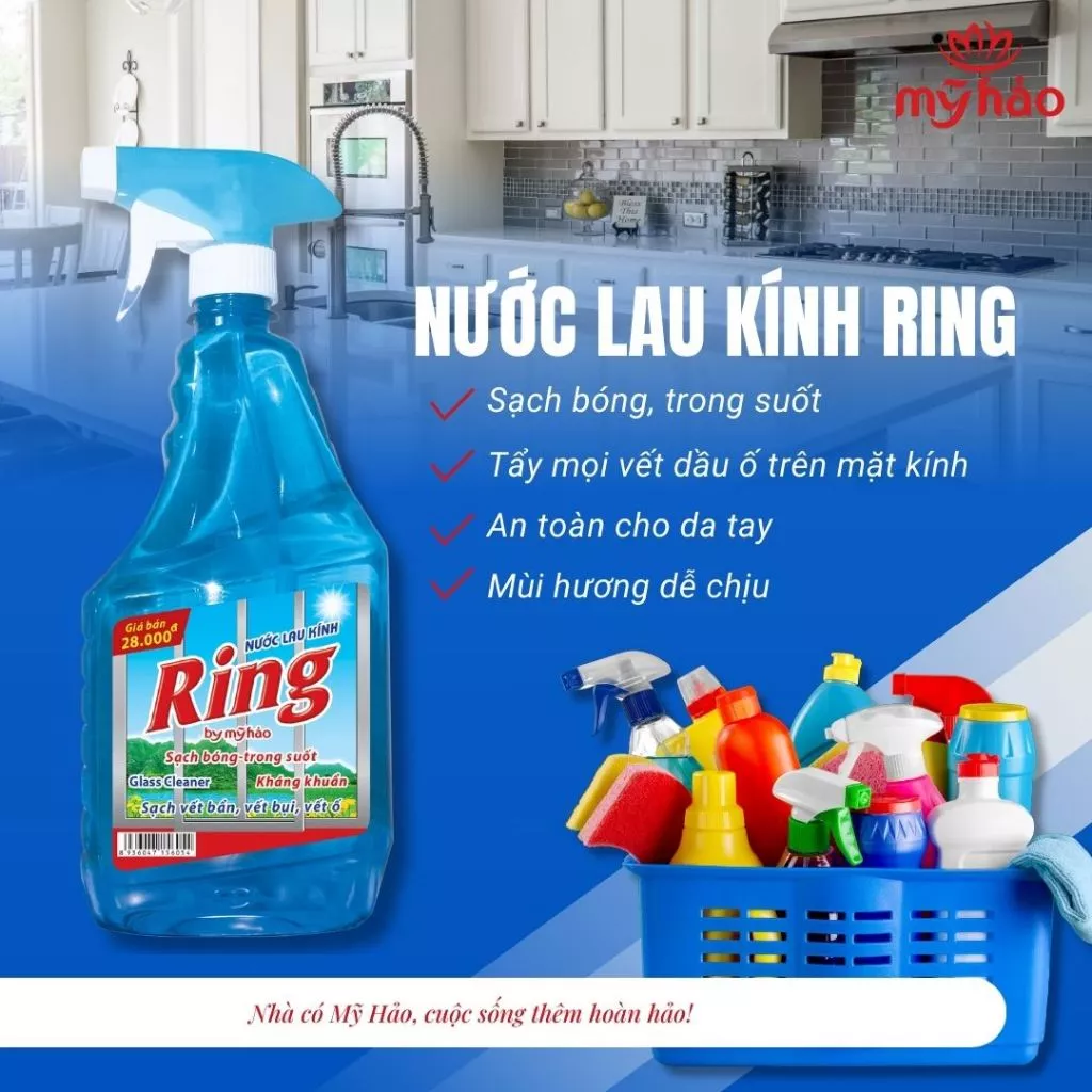  Nước Lau Kính Sạch Sáng Bóng Ring Không Để Lại Vết Ố Chai 500 - 750 - 5000 ML 