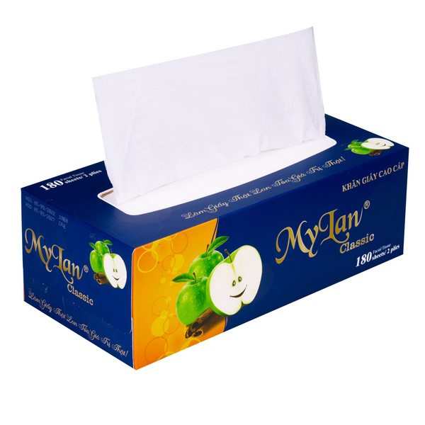  Rút hộp cao cấp MyLan táo xanh 2 lớp, 180 tờ/hộp 