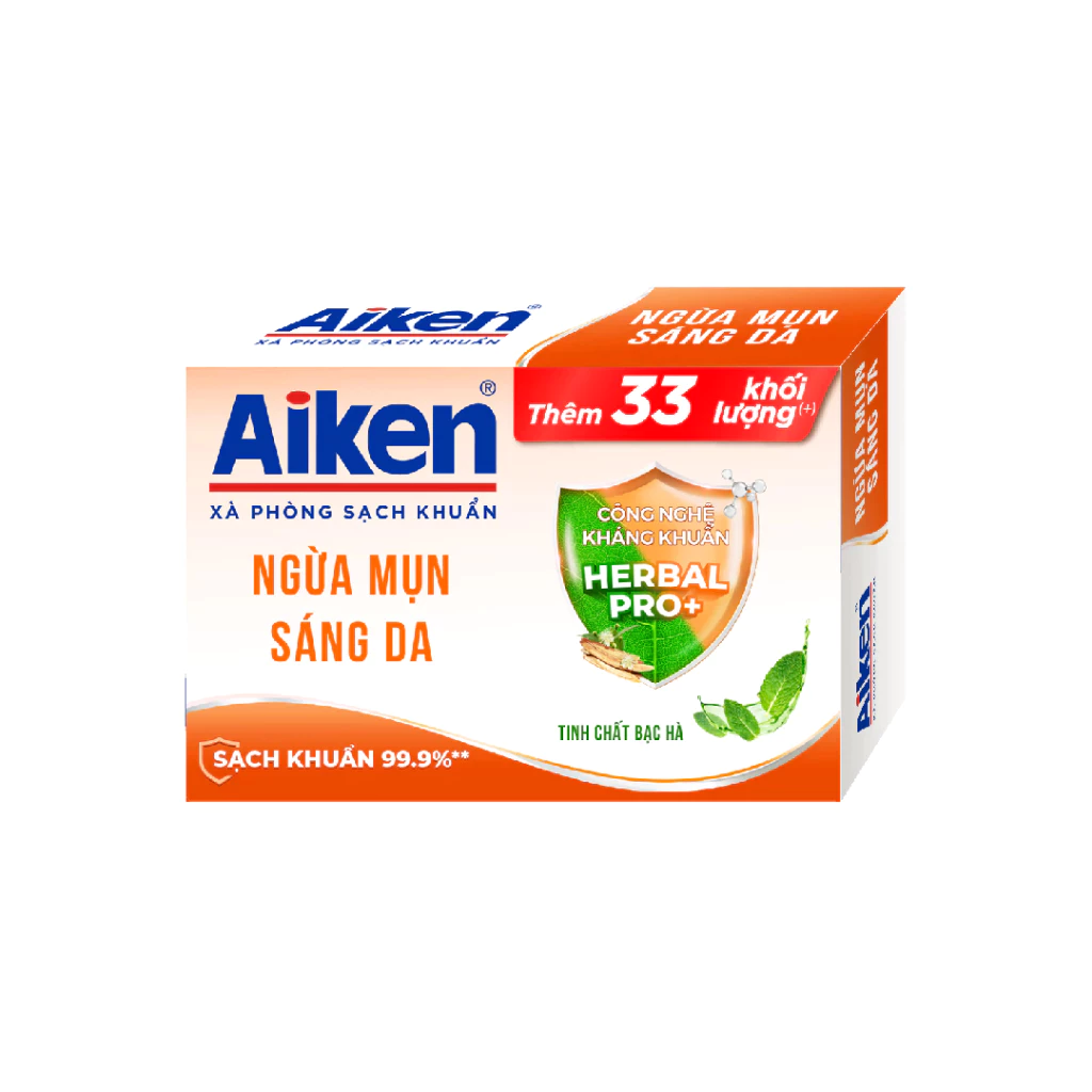  Xà phòng Aiken sạch khuẩn Ngừa Mụn Sáng Da chiết xuất Bạc Hà 120g 