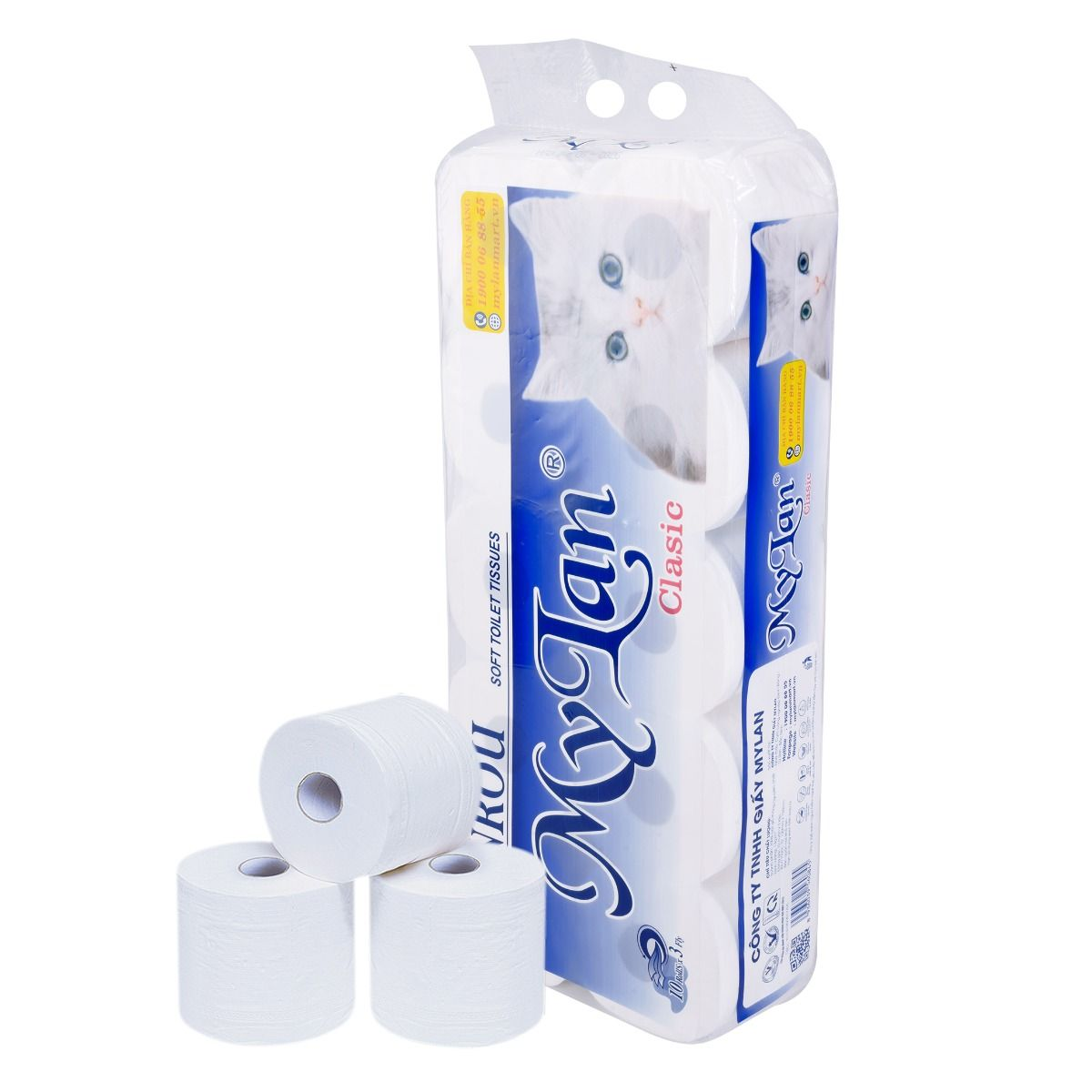  Giấy vệ sinh Mylan mèo xanh có lõi 10 cuộn/lốc 