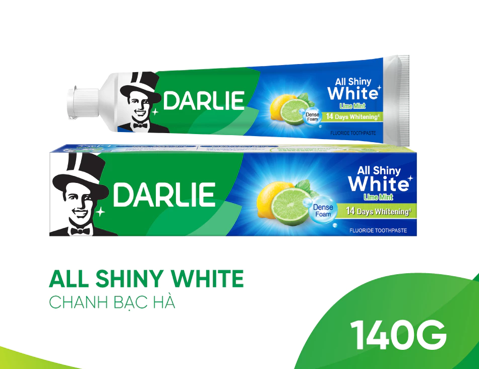  Kem Đánh Răng Darlie Trắng Sáng All Shiny White Chanh Bạc Hà 140g 