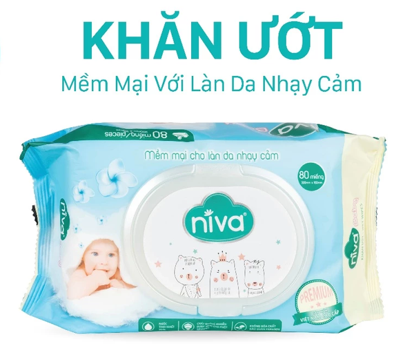 Khăn Ướt Đa Năng Không Mùi Niva Gói 80 Tờ Tiện Dụng, Diệt Khuẩn, An Toàn Cho Trẻ Sơ Sinh Phụ Nữ Mang Thai 