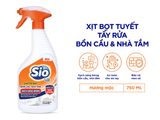  Nước Tẩy Rửa Bồn Cầu, Nhà Tắm SIO 750ml - Dạng chai xịt bọt tuyết, Hương gỗ, sử dụng tiện lợi 