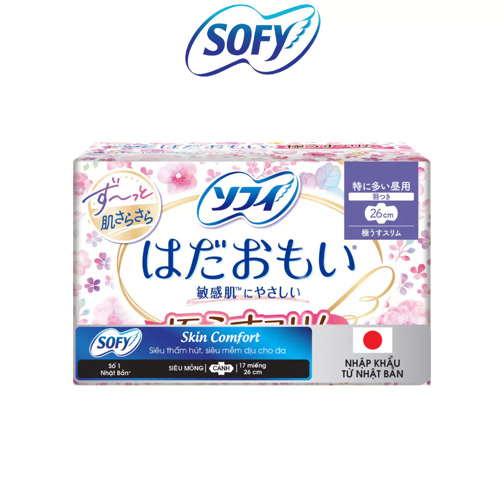 Băng vệ sinh Sofy Skin Comfort siêu êm thoáng mỏng cánh 17 miếng 26cm 
