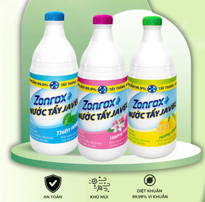  Nước Tẩy ZONROX JAVEL 1L – Tẩy Trắng Vết Bẩn Hiệu Quả, Khử Mùi Hôi, Diệt Khuẩn Đa Năng 