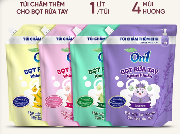  Bọt rửa tay kháng khuẩn On1 1L dịu nhẹ, bọt mịn tan nhanh, dịu nhẹ dưỡng ẩm không hại da tay 