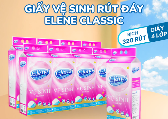  Giấy Vệ Sinh Rút Đáy Elene Hồng 320 Lần Rút 4 Lớp Mềm Mịn, Tiện Lợi, An Toàn 
