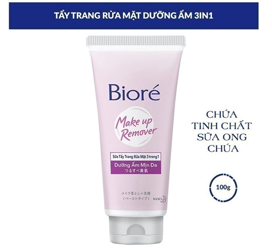  Sữa Tẩy Trang Rửa Mặt 3 Trong 1 Dưỡng Ẩm Mịn Da Biore 100g 