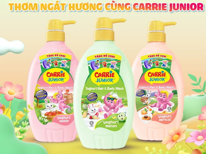  Sữa Tắm Gội cho bé Carrie Junior Yoghurt hương trái cây thiên nhiên 700g 