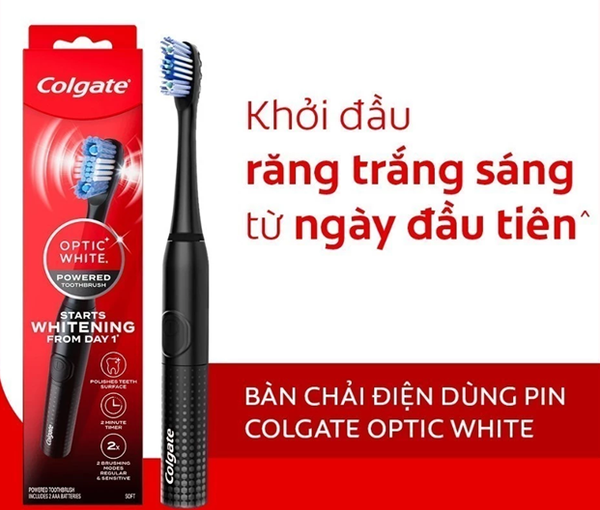  Bàn chải điện Colgate dùng pin, công nghệ sóng âm sạch mảng bám, hỗ trợ trắng răng 