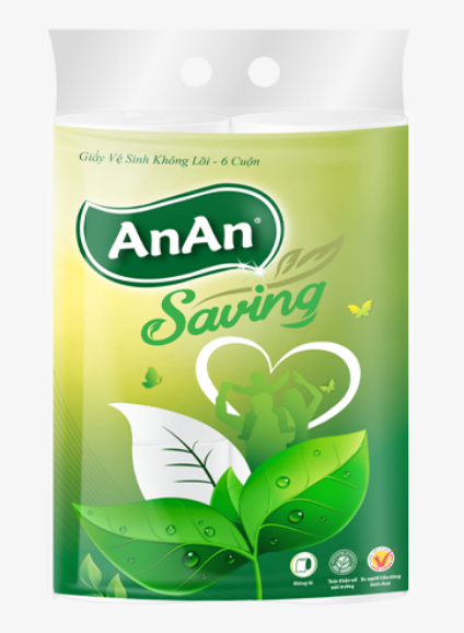  Giấy Vệ Sinh Không Lõi Anan Saving 2 lớp 6 Cuộn 