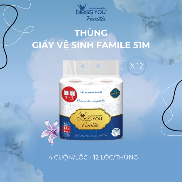  Giấy vệ sinh Bless You Famille 51m (Lốc 4 cuộn) 