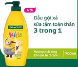  Dầu gội 3 trong 1 Palmolive Minion tắm gội xả toàn thân cho bé từ 3 tuổi, hương mật ong, không kích ứng 700ml/chai 