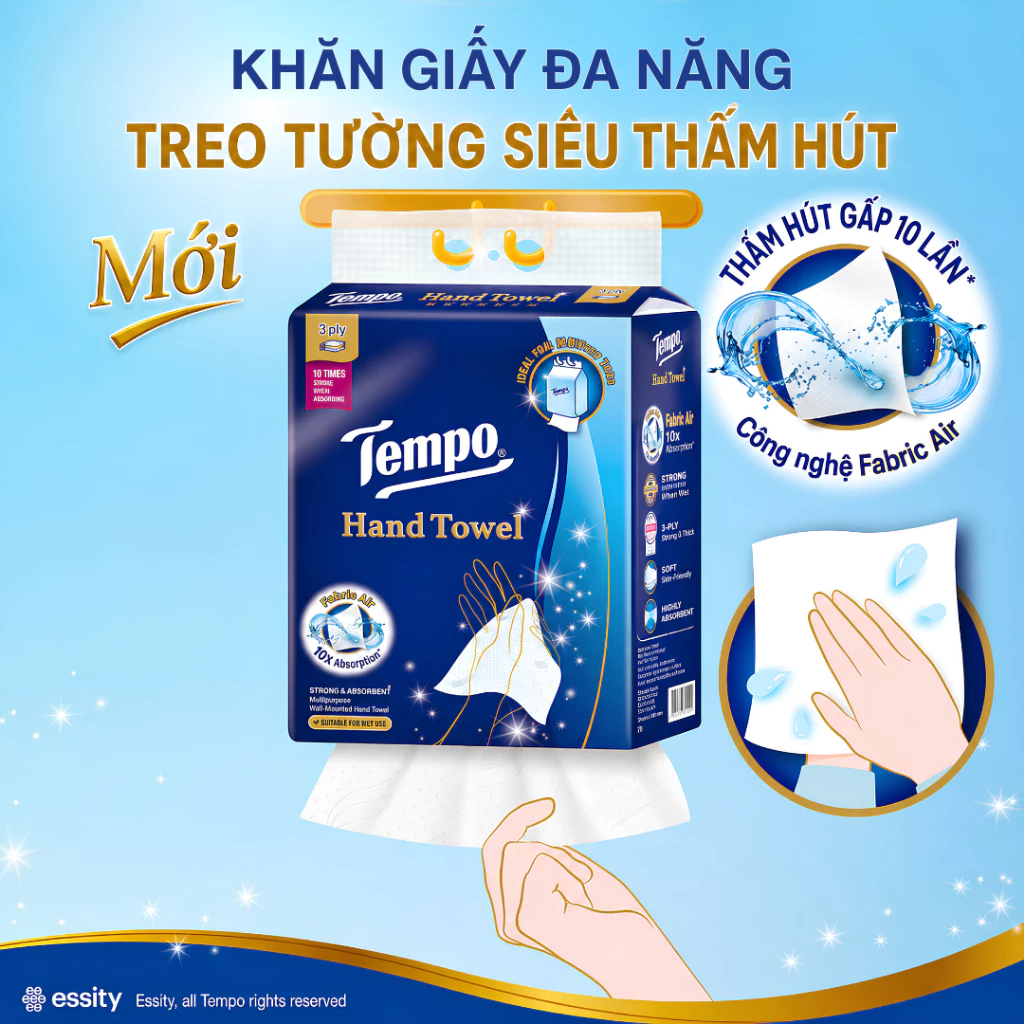  Khăn Giấy Treo Tường Cao cấp Tempo - 3 Lớp 204 Tờ Bền Dai, An Toàn Cho Da Thương Hiệu Đức 